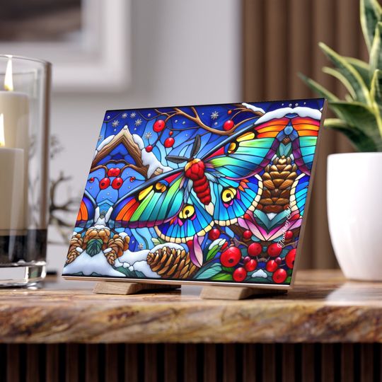 Discover Luna Moth in the Snow Ceramic Photo Tile