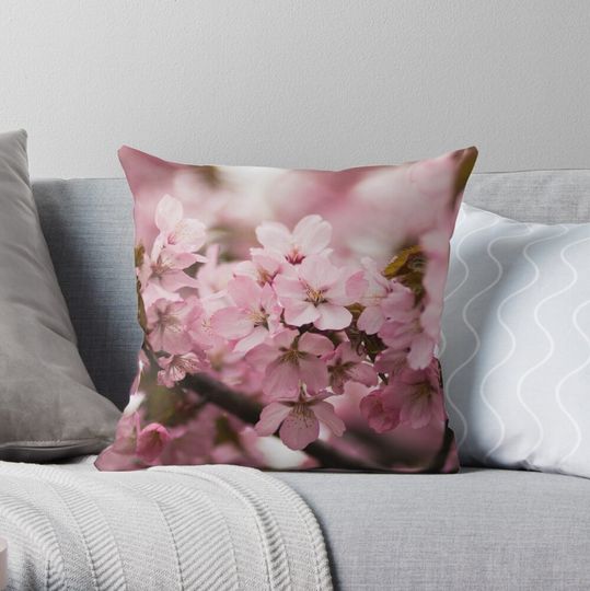 Discover cherry blossom Throw Pillow