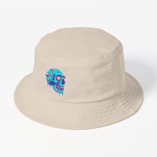 Discover Acid Neon Meltdown Skull Bucket Hat