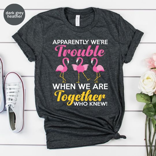 Discover Best Friend Shirt, BFF Shirt, Apparently We're Trouble Flamingo T-shirt
