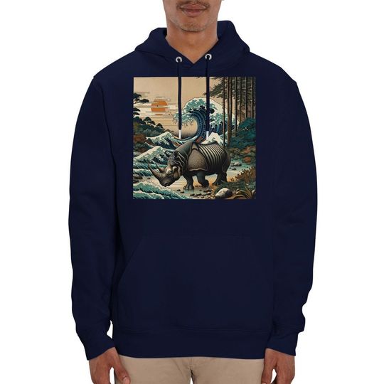 Discover Javan Rhino Japanese Art Style Hoodie