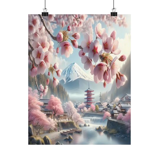 Discover Japanese Cherry Blossoms Premium Matte Vertical Poster