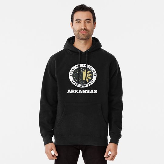Discover Total Solar Eclipse 2024 Arkansas Pullover Hoodie