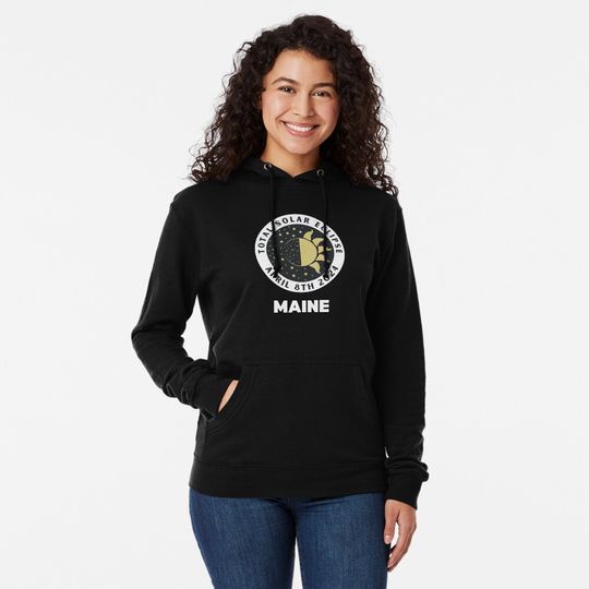 Discover Total Solar Eclipse 2024 Maine Lightweight Hoodie