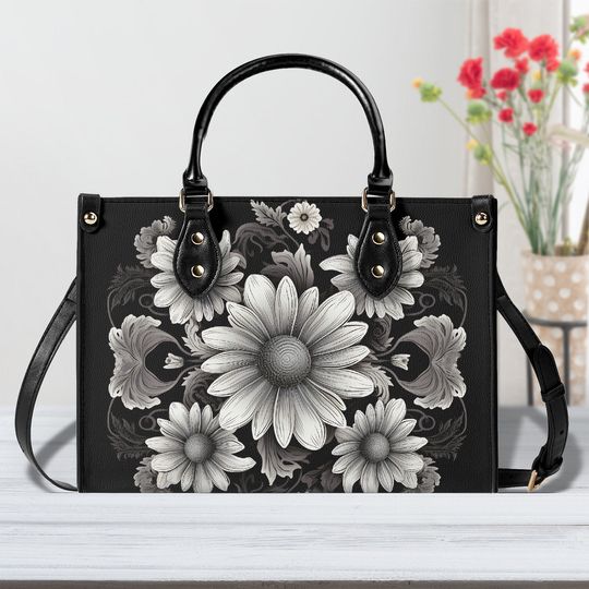 Discover Versatile Daisy Print Leather Handbag