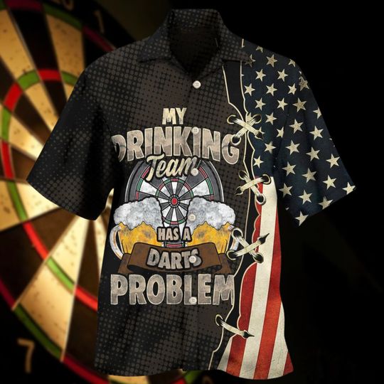 Discover Darts Independence Day My Drinking Team Hawaii Shirt, Darts Lovers Shirt