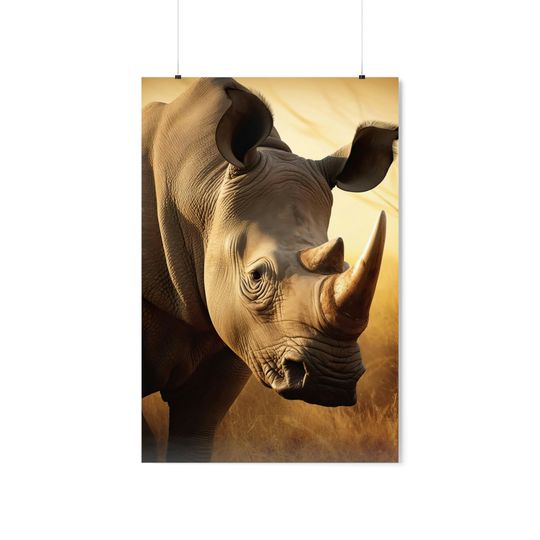 Discover Sunset Rhino Premium Matte Vertical Poster