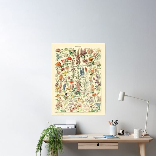 Discover Larousse Vintage Botanical Wall Art Flower Poster Poster
