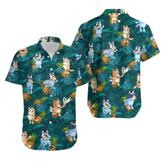Discover Blueey Cartoon All Over Printed Hawaiian Shirt
