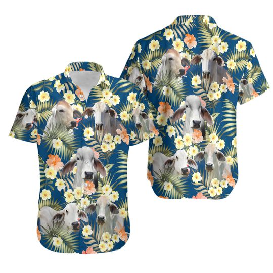 Discover Joycorners Brahman Summer Blue Floral 3D Hawaiian Shirt