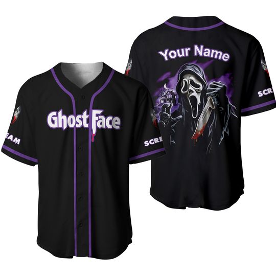 Discover Scream Ghost Face Halloween Baseball Jersey