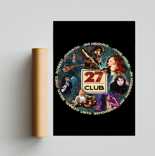 Discover 27 Club - Musicians who died at the tender young age of 27 Premium Matte Vertical Poster