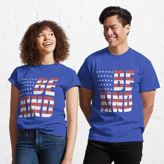 Discover American Flag Print - Be Kind T-Shirt