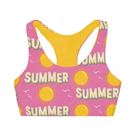 Discover Summer Sun Pink and Yellow Women's Sports Bra