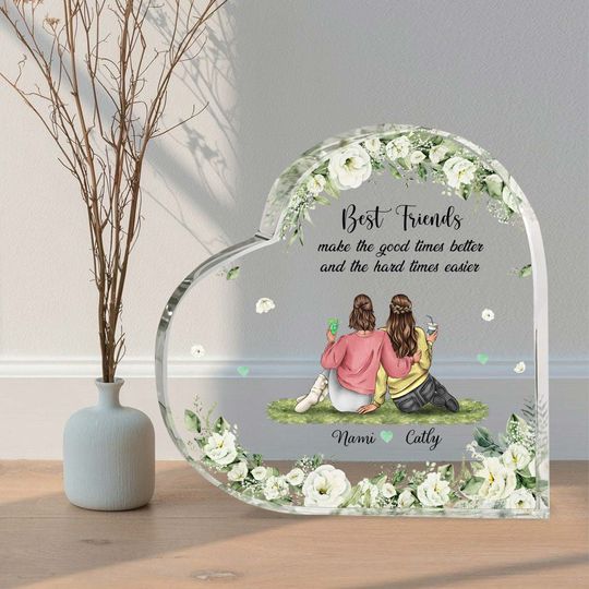 Discover Personalized Best Friends Heart Acrylic Plaque,  Christmas Gifts