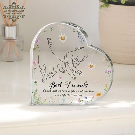 Discover Personalized Best Friends Heart Acrylic Plaque,  Friend Birthday Gift