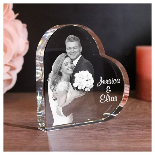 Discover 2D Glasfoto Glasherz mit Deinem Wunschfoto und Wunschtext