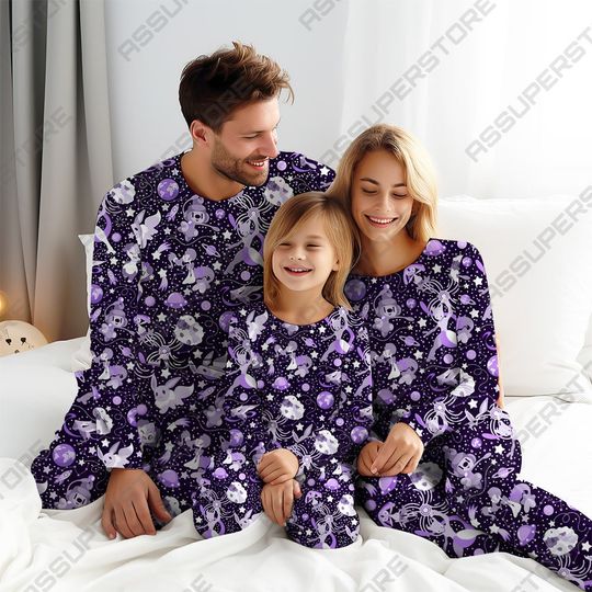 Discover Mewtwo Purple Family Pajamas Evee Kawaii Matching Pajamas Set