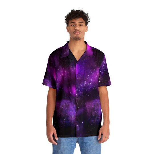 Discover Men's Purple Galaxy Hawaiian Shirt