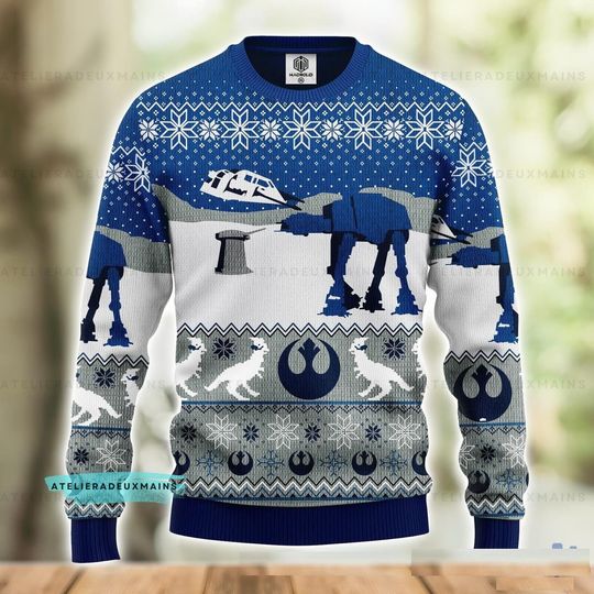 Discover Robot Galaxy Movie Character Ugly Christmas Sweater, Spaceship Xmas Sweater
