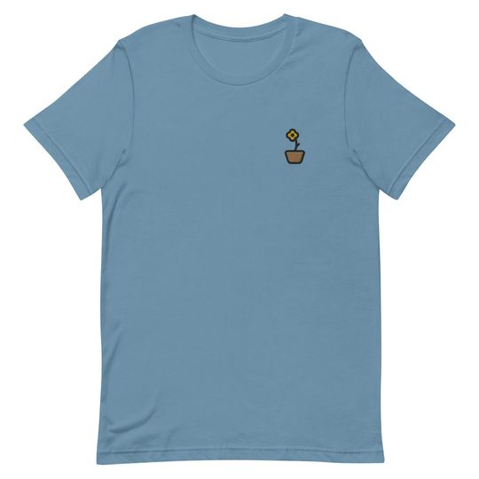 Discover Potted Flower Unisex T-Shirt, Embroidered Unisex T-Shirt Gift for Boyfriend