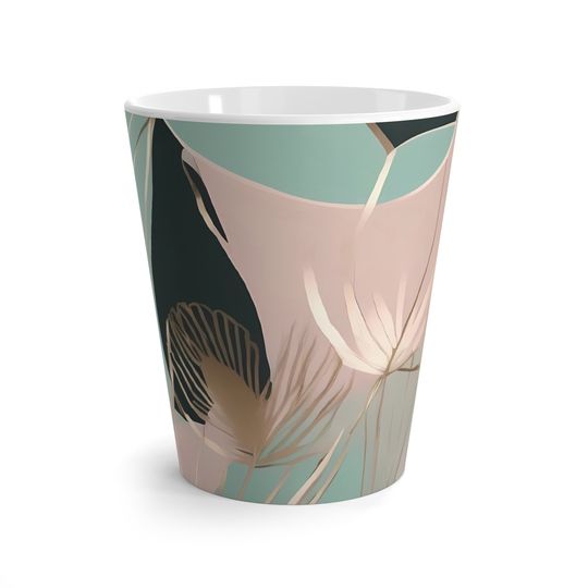 Discover Minimalist Japandi-Style Ceramic Latte Mug, 12oz Floral Coffee Cup
