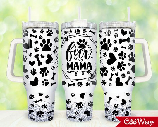 Discover Fur Mama Paw 40oz Tumbler Wrap Png, Dog Mom 2 pieces 40 oz