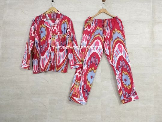 Discover Cotton Pajama Set Handmade Floral Print Women Night Suit Light