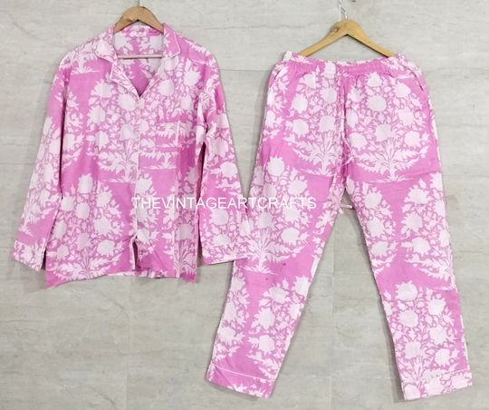 Discover Night Suit,Pure Indian Flower Print Cotton Payzama Set