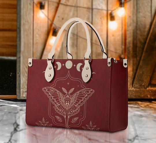 Discover Celestial Moth Handbag Gift Moon Phase Leather Bag