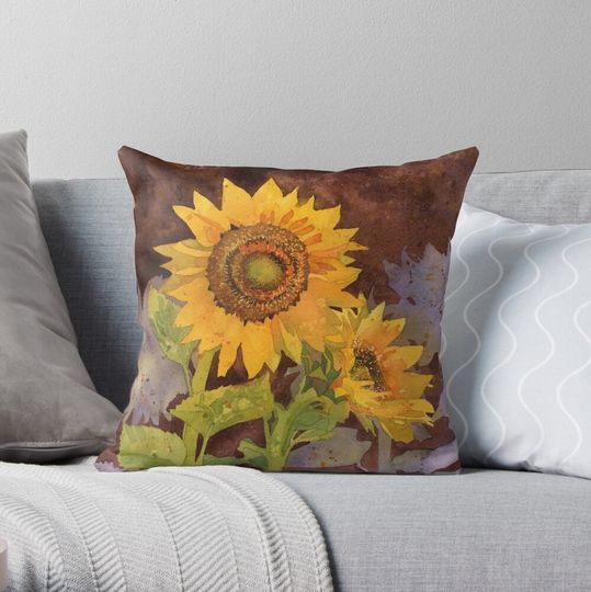 Discover Sunflowers Painted Throw Pillow