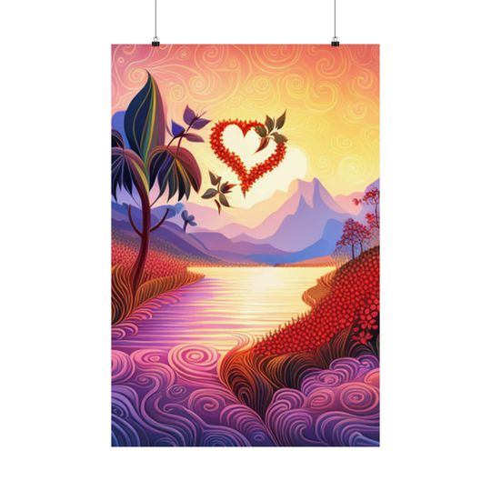 Discover Easter Heart Adorned With Vibrant Flowers Premium Matte Vertical Poster
