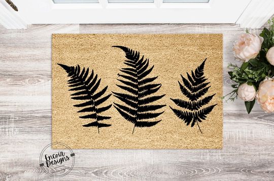 Discover Modern Fern Leaves Welcome Mat, Durable Eco-Friendly Doormat, High Quality Mat