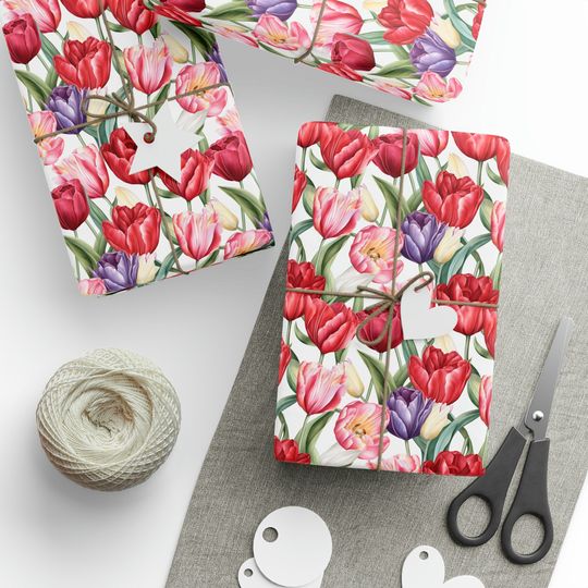 Discover Pink Tulip Flower Wrapping Paper
