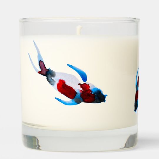 Discover Japanese Blue Koi fish Art Scented Candle