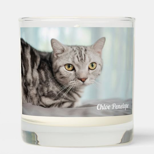 Discover Cute Custom Cat Photo Pet Owner Scented Candle