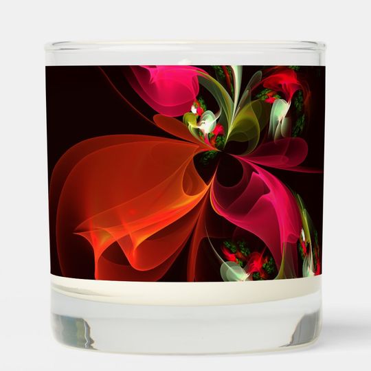Discover Red Green Floral Modern Abstract Art Pattern Scented Candle