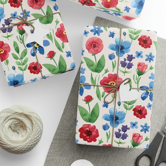 Discover Floral Engagement Wrapping Paper