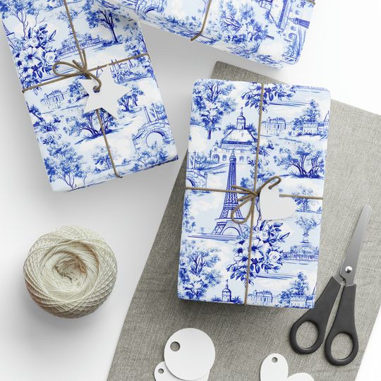 Discover The Emily French Parisian Toile Printed Western Wrapping Paper
