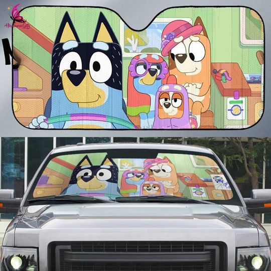Discover BlueyDad Car Sun Shade, BlueyDad And Bingo Muffin Heeler Car Sun Shade
