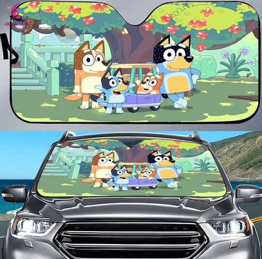 Discover BlueyDad Family Car Sunshade, Cartoon Car Sun Shade