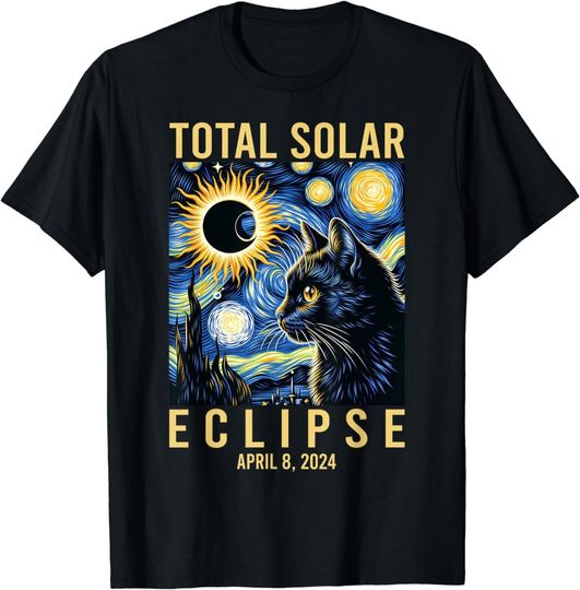 Discover Van Gogh Starry Night Total Solar Eclipse April 8, 2024 T-Shirt