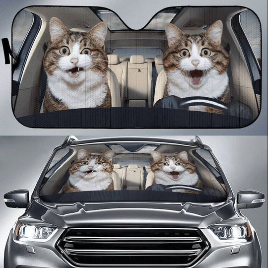 Discover Funny Cats Driving Car Sun Shade