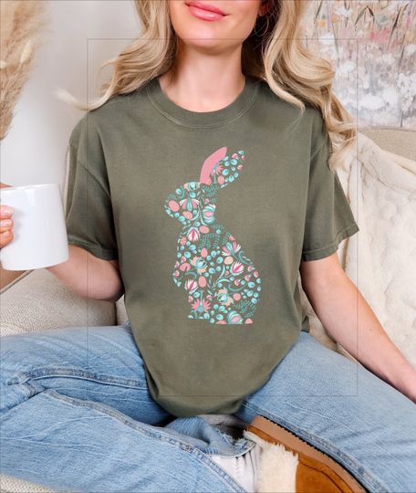 Discover Cute Easter Bunny With Floral T-Shirt
