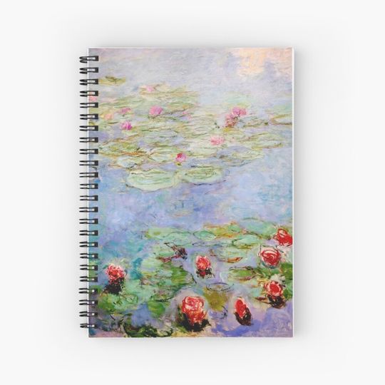 Discover Claude Monet | Red Water Lilies Spiral Notebook