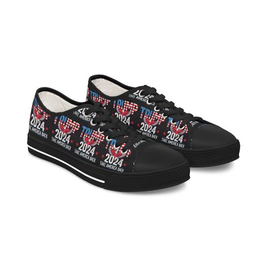 Discover Trump 2024 Take America Black All Over Print Women's Low Top Sneakers
