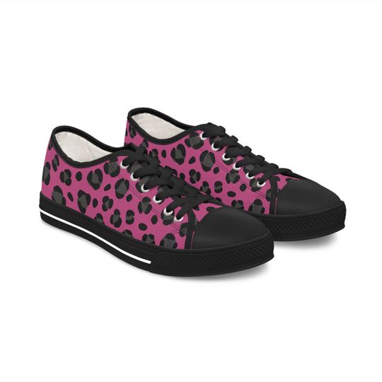 Discover Pounce with Me Leopard Women's Low Top Sneakers Pink Animal Print Sneakers Leopard Tennis Shoes