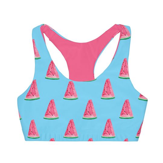 Discover Blue and Pink Watermelon Women's Sports Bra