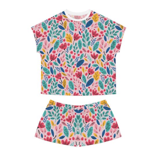 Discover Fun Floral in Happy Pink Short Pajama Sets