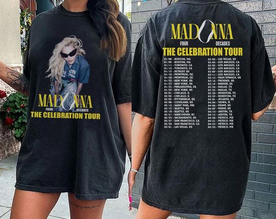 Discover Madonna The Celebration Tour Four Decades Music Tour 2024 Two-Sided Shirt